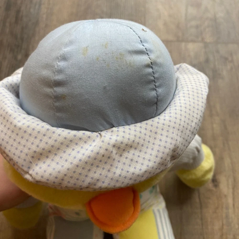 Vintage Well-Made Toy Corp Yellow Duckling Plush‎ Patchwork Overalls Hat Easter